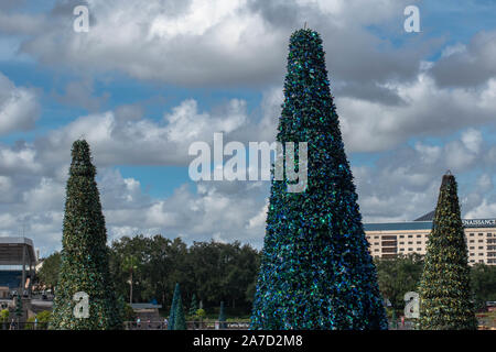 Orlando, Florida. Oktober 29, 2019. Draufsicht der Weihnachtsbaum in Seaworld Stockfoto