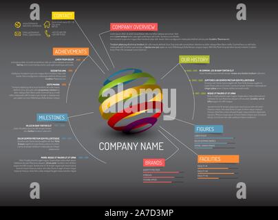 Vektor Unternehmen Übersicht Design Template - dunkle Version Stock Vektor