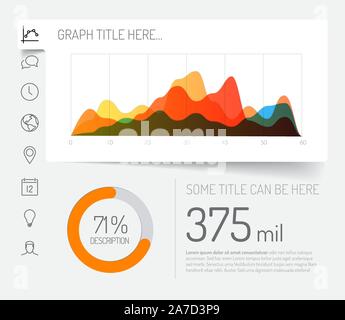 Einfache Infografik dashboard Vorlage mit flachen Design Grafiken und Diagramme - light Version Stock Vektor