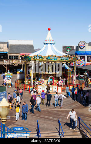 Attraktionen am Pier 39, Fisherman's Wharf, San Francisco, Kalifornien Vereinigte Staaten von Amerika Stockfoto