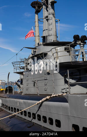 USN-WW2-U-Boot, die USS Pampanito, angedockt am Pier 45, San Francisco, Kalifornien Vereinigte Staaten von Amerika Stockfoto