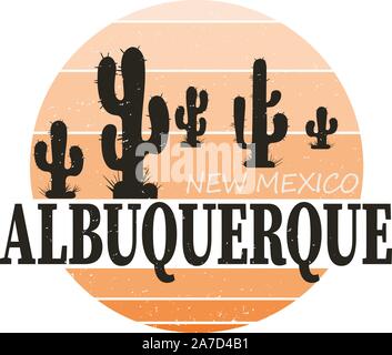 Albuquerque, New Mexico Skyline Souvenir Reisen Vector Art Design Tourismus Stock Vektor