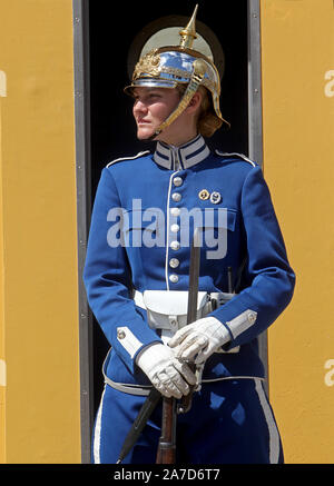 Die Royal Guards (Schwedisch: högvakten) ist der König der Schwedischen Kavallerie und Infanterie Schutz der Ehre der schwedischen Streitkräfte, die mit dem Schutz der Schwedischen Königlichen Familie beauftragt. Stockfoto