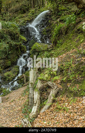 Wasserfall laufen in den Burrator Vorratsbehälter auf Dartmoor in Devon Stockfoto