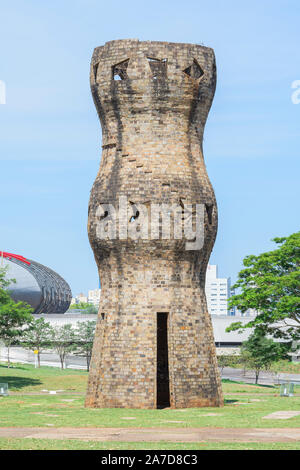 Campo Grande-MS, Brasilien - 30. Oktober 2019: Zarabatana indigenen Monument im Park der Nationen, Einheimische. Touristische Ort. Stockfoto