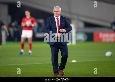 Warren Gatland, Trainer von Wales vor der Rugby-WM bronze Finale zwischen Neuseeland und Wales in Tokio, Japan, am 1. November 2019. (Foto von Flor Tan Jun/Espa-Images) Stockfoto