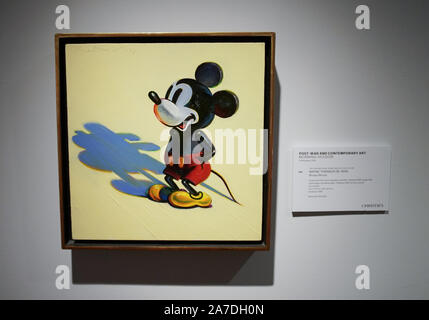 New York, USA. 01 Nov, 2019. Mickey Mouse von Wayne Thiebaud ist auf Anzeige an einer Presse Vorschau für Christie's 20. Jahrhundert Woche Verkauf am Freitag, 1. November 2019 in New York City. Foto von John angelillo/UPI Quelle: UPI/Alamy leben Nachrichten Stockfoto