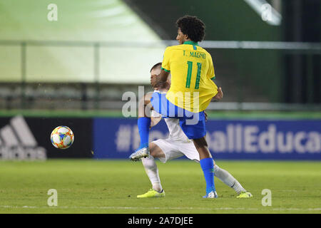 29. Oktober 2019; Bezerrao Stadion, Brasilia, Distrito Federal, Brasilien; FIFA U-17-Weltmeisterschaft in Brasilien 2019, Brasilien gegen Neuseeland; Talles Magno von Brasilien Stockfoto