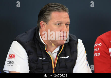 Austin, Texas, USA. 1. November 2019; Stromkreis des Amerikas, Austin, Texas, Vereinigte Staaten von Amerika; Formel 1 USA Grand Prix, Praxis Tag; Zak Brown, Executive Director von McLaren Technology Group - Redaktionelle Verwendung Credit: Aktion Plus Sport Bilder/Alamy leben Nachrichten Stockfoto