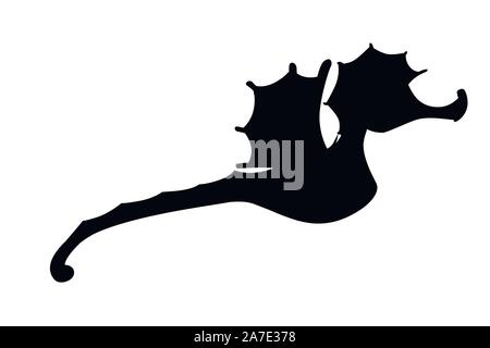 Schwarze silhouette cute adorable Seahorse cartoon Meer Tier design Flachbild Vector Illustration auf weißem Hintergrund. Stock Vektor