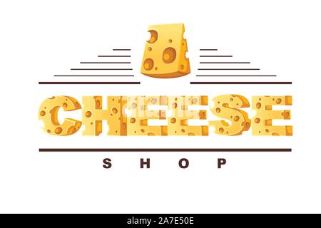 Konzept KÄSE Wort essen Stil Buchstaben kreative Logo Design flachbild Vector Illustration auf weißem Hintergrund. Stock Vektor