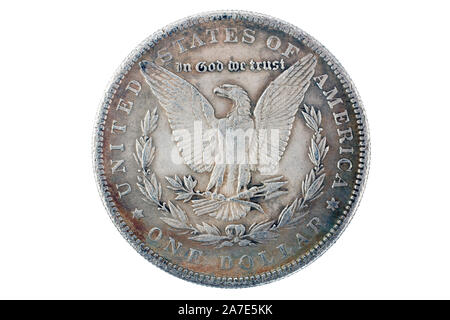 Alte vintage Silver Dollar von 1896 isoliert auf Hintergrund Stockfoto