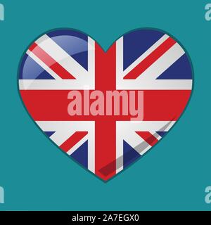Herz mit Großbritannien Flagge Vektor symbol Abbildung Stock Vektor