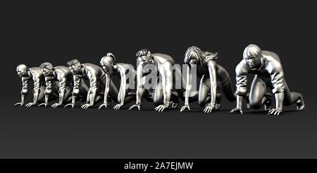 Gruppe von Geschäftsleuten bereit zu Rennen im Wettbewerb Stockfoto