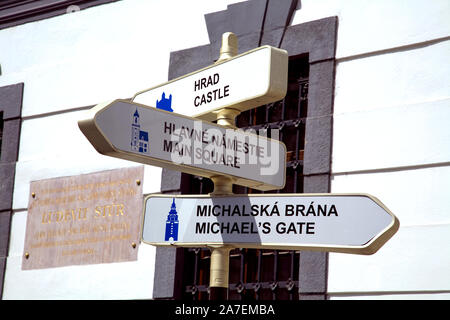 Straßenschild in Bratislava Slowakei Stockfoto