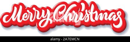 Frohe Weihnachten kalligrafischen handdrawn Schriftzug mit Puffy jelly Stil Stock Vektor