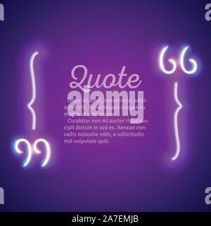Retro neon leuchtenden Anführungszeichen frame Stock Vektor