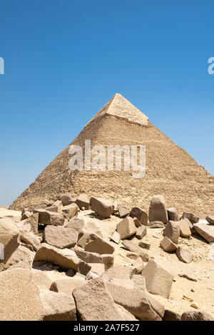 Pyramide von khafre (lesen Sie auch als Khafra, Khefren) oder des Chephren ist das zweithöchste und zweitgrößte der Alten Ägyptischen Pyramiden von Gizeh und Stockfoto