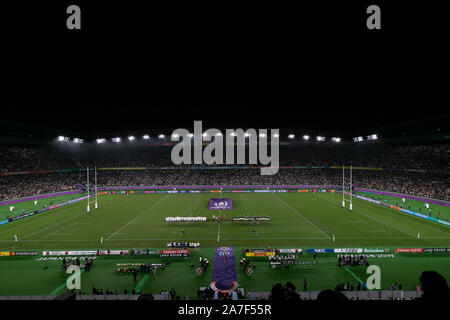 Yokohama, Japan. 2. November 2019. Die nationalen athems der Rugby-WM-Finale zwischen England und Südafrika International Stadium Yokohama, Japan, am 2. November 2019. FLORENCIA TAN JUN/ESPA Credit: Europäische Sport Fotografische Agentur/Alamy leben Nachrichten Stockfoto