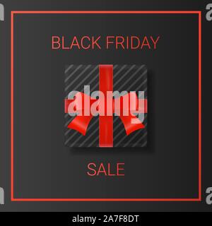 Schwarzer Freitag verkauf Hintergrund mit Geschenkbox und Red Ribbon. Schwarzer Freitag Web Banner Vorlage. Stock Vektor