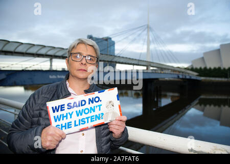 Glasgow, UK. 2. November 2019. Im Bild: Annie Wells MSP-Schottischen Konservativen und Unionist Party Mitglied für psychische Gesundheit, öffentliche Gesundheit und Gleichheit am Ufer des Flusses Clyde in Glasgow gesehen. Credit: Colin Fisher/Alamy leben Nachrichten Stockfoto