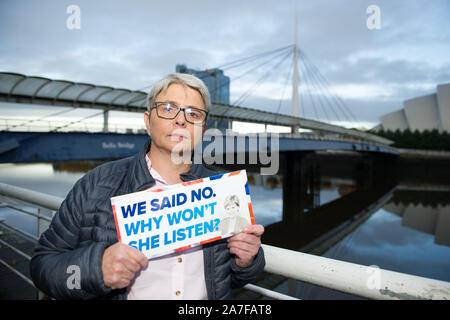 Glasgow, UK. 2. November 2019. Im Bild: Annie Wells MSP-Schottischen Konservativen und Unionist Party Mitglied für psychische Gesundheit, öffentliche Gesundheit und Gleichheit am Ufer des Flusses Clyde in Glasgow gesehen. Credit: Colin Fisher/Alamy leben Nachrichten Stockfoto