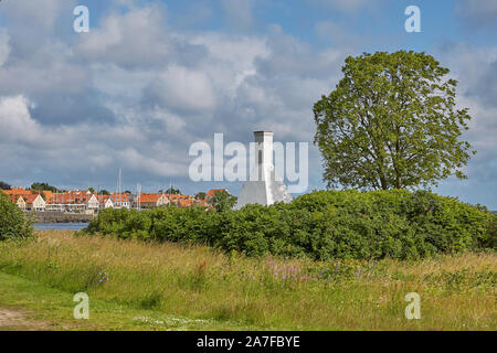 Die Dächer und Schornsteine von sehr kleinen Rauch Häuser so typisch und berühmt für kleine Dorf Hasle auf der Insel Bornholm in Dänemark. Stockfoto