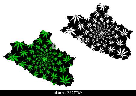 Nghe An Provinz (Sozialistische Republik Vietnam, Unterteilungen von Vietnam) Karte ist Cannabis blatt grün und schwarz gestaltet, Nghe Tinh eine Karte aus Mari Stock Vektor