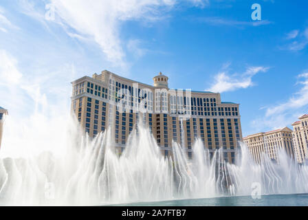 Bellagio Hotel mit Spektakel von Brunnen, Las Vegas, Nevada, Vereinigte Staaten von Amerika Stockfoto