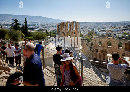 Athen, die Hauptstadt Griechenlands Theater des Dionysos (Herodes Atticus) an der Akropolis, Stockfoto