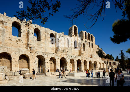 Athen, die Hauptstadt Griechenlands Theater des Dionysos (Herodes Atticus) an der Akropolis, Stockfoto