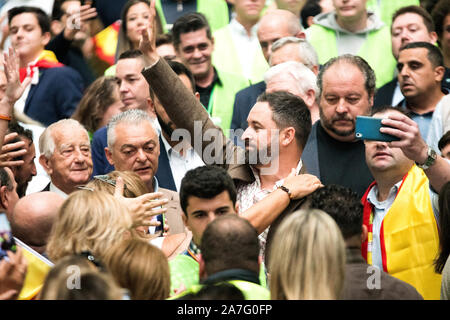 Oviedo, Spanien. 2. September, 2019. Santiago Abascal, Spanischen politischen und Führer der rechtsextremen Partei "VOX", während einer Rede der politischen Partei während der Wahlkampagne von November 2019 Spanisch allgemeine Wahl, im Palast der Kongresse am 2. September 2019 in Oviedo, Spanien. © David Gato/Alamy leben Nachrichten Stockfoto