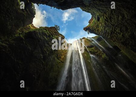 Gljufrabui Wasserfall, in der Nähe von Hamragardar im südlichen Island, Island Stockfoto