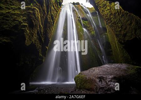 Gljufrabui Wasserfall, in der Nähe von Hamragardar im südlichen Island, Island Stockfoto