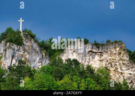 Rucken Kreuz, Memorial, Blaubeuren, Schwäbische Alb, Baden-Württemberg, Deutschland Stockfoto