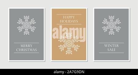 Satz von Weihnachten Grußkarten mit Schneeflocke Vektor-illustration EPS 10. Stock Vektor