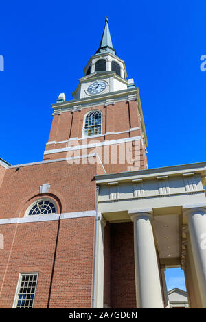 WINSTON - SALEM, NC, USA: Warten Sie Kapelle am 26. Oktober 2019 an der Wake Forest University in Winston-Salem, North Carolina. Stockfoto