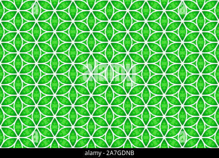 Aquarell nahtlose geometrische Muster. In grünen und weißen Farben. Stockfoto