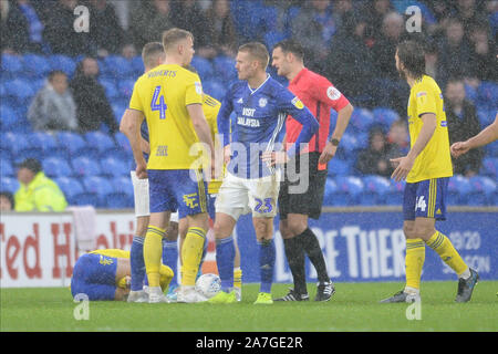 Cardiff, Wales, UK. 02 Nov, 2019. Während der Sky Bet Championship Match zwischen Cardiff City und Birmingham City an der Cardiff City Stadium, Cardiff am Samstag, den 2. November 2019. (Credit: Jeff Thomas | MI Nachrichten) das Fotografieren dürfen nur für Zeitung und/oder Zeitschrift redaktionelle Zwecke verwendet werden, eine Lizenz für die gewerbliche Nutzung Kreditkarte erforderlich: MI Nachrichten & Sport/Alamy leben Nachrichten Stockfoto