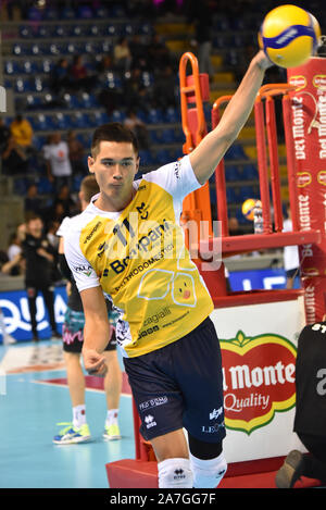 Civitanova Marche, Italien. 02 Nov, 2019. christenson Micha (leo Schuhe Modena) während der Endrunden - Sir-Sicherheit Perugia vs Modena VOLLEYBALL Volleyball Italina Supercup Männer - Credit: LPS/Roberto Bartomeoli/Alamy leben Nachrichten Stockfoto