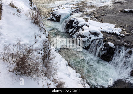 Spokane River im Winter in Spokane, Washington, USA Stockfoto