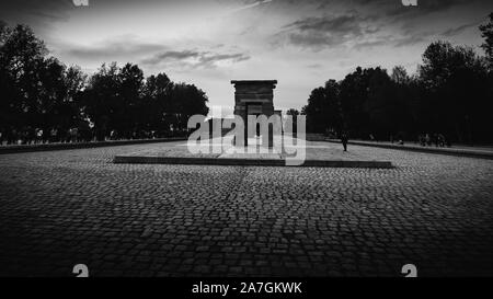 Madrid, Spanien - Nov 2, 2019: Der Tempel von Debod ist eine alte ägyptische Tempel wieder aufgebaut wurde, die in Madrid, Spanien Stockfoto