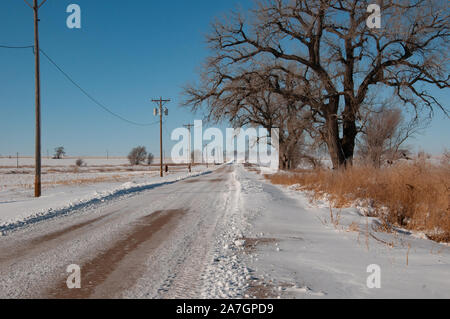 Gepflügt, unbefestigte Straße in ländlichen südlichen Colorado, USA Stockfoto