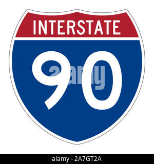 Interstate Highway 90 Schild Stockfoto