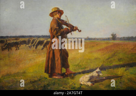 Shepherd, 1897, von Jozef Chelmonski (1849-1914). Polnische Maler. Öl auf Leinwand. Jahrhundert in der polnischen Kunst Galerie (Sukiennice Museum). National Museum Krakau. Polen. Stockfoto