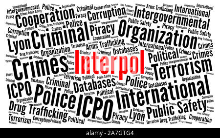 Interpol-Wort-Cloud-Konzept Stockfoto