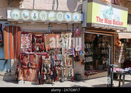 Karte Basar Geschenke Shop, Al Hussein Bin Ali Street, Madaba, Madaba Governorate, Jordanien, Naher Osten Stockfoto