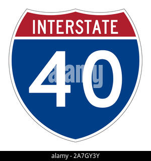 Interstate Highway 40 Schild Stockfoto