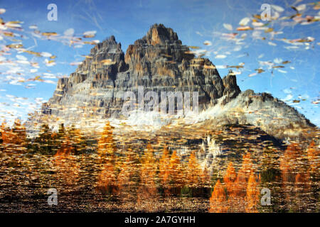 Sonnenuntergang alpine Landschaft über Antorno See in Cadini di Misurina, Dolomiten, Italien, Europa Stockfoto