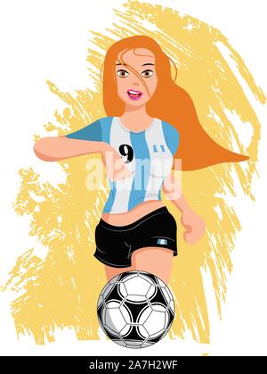 Frau Fußball spielen, Vector, Fußball, Spiel, Sport, Spiele Stock Vektor